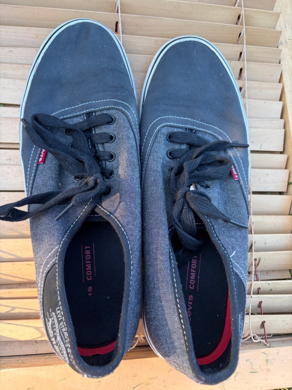 Levi's Charcoal Gray and Black Canvas Low-Top Sneakers